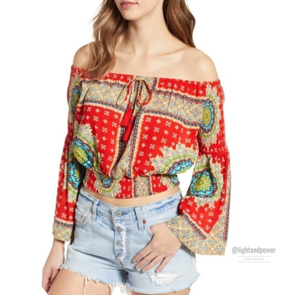Band of Gypsies Perth Off Shoulder Crop Top M NWOT